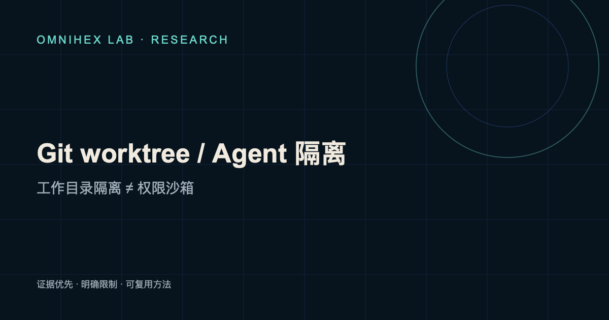 Git worktree 将 Agent 工作目录、分支和可恢复状态分开，但不等于权限沙箱